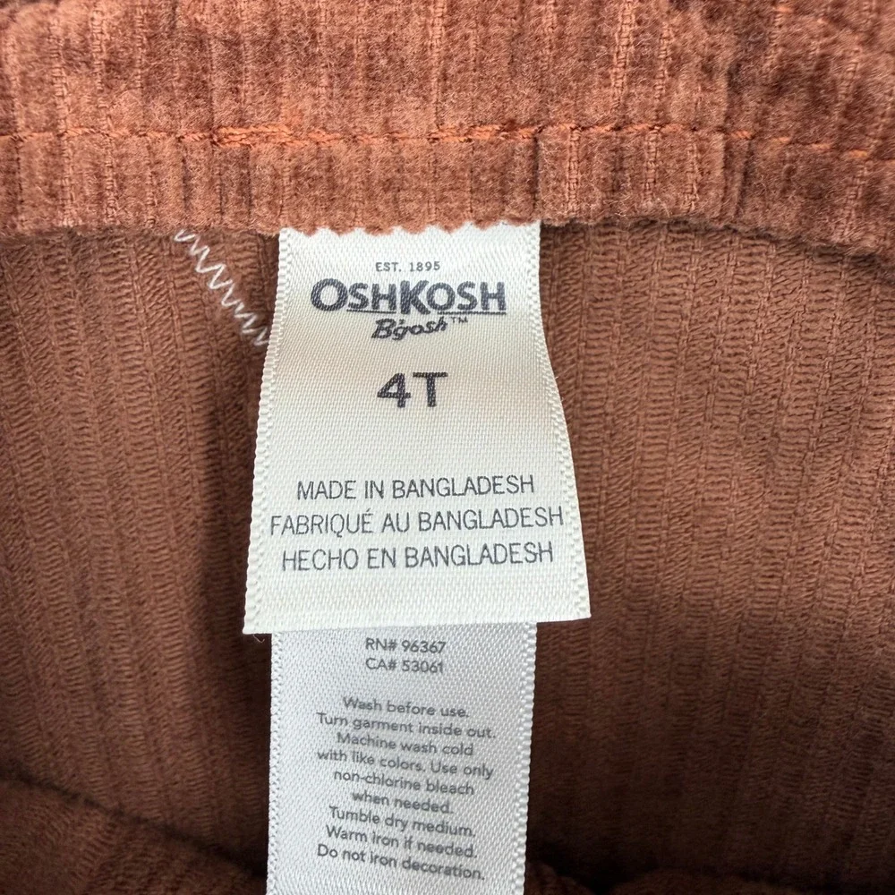 Oshkosh‎ B'gosh Girl's Brown Corduroy Vestbak Dress 4T